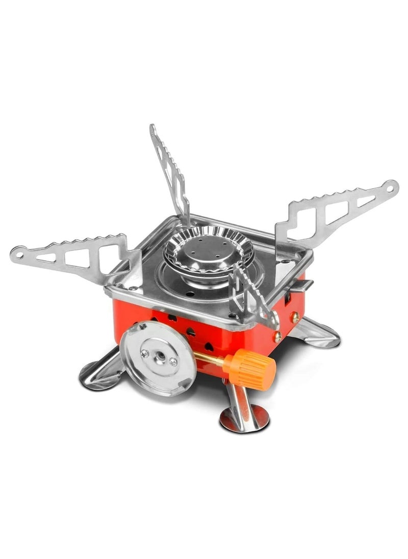 HUMI HOMES - Homes Portable Mini Camping Stove | Portable Gas Stove And Picnic Butane Gas Burner For Outdoor Camping, Hiking, Mini Gas Stove, Stainless Steel Body With Pouch - Image 1