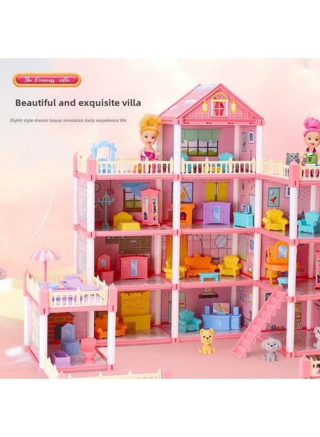 DIY Doll House Children Girl Princess Big Castle Villa House Birthday Gift Play House Toys-color:Blue Castle 88pcs (300g) 3 Rooms - Image 5