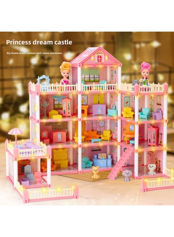 DIY Doll House Children Girl Princess Big Castle Villa House Birthday Gift Play House Toys-color:Blue Castle 88pcs (300g) 3 Rooms - Image 3