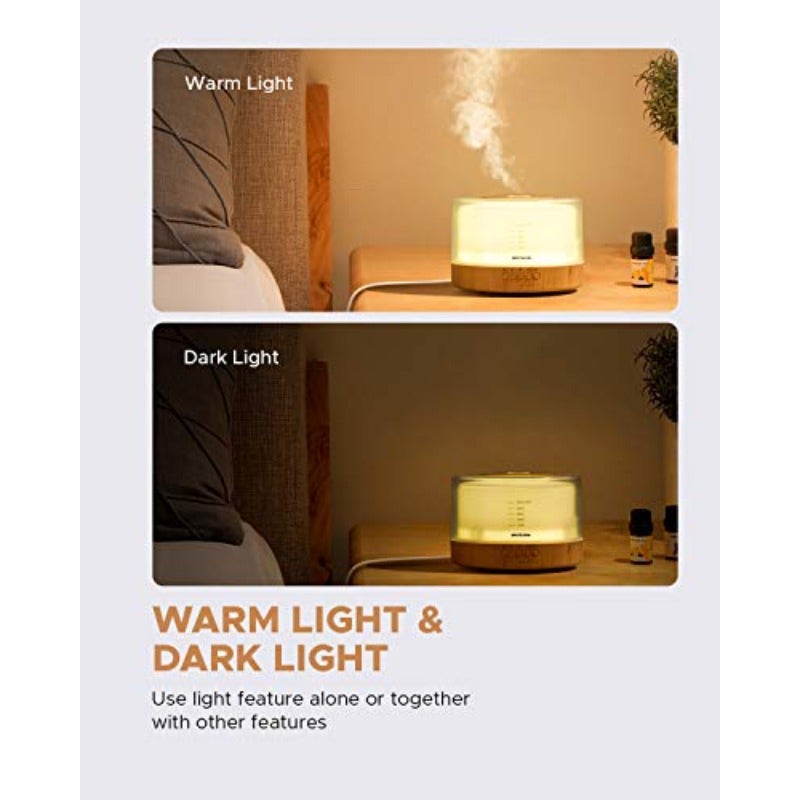 500ml Essential Oil Diffuser Sound Machine Combo Diffuser for Aromatherapy Fragrant Oil Cool Mist Humidifier with Natural Sound Music Warm Night Light Auto Off White - Image 5