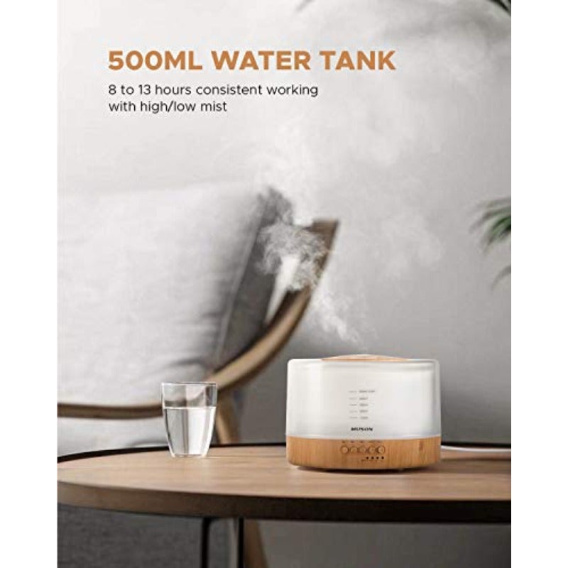 500ml Essential Oil Diffuser Sound Machine Combo Diffuser for Aromatherapy Fragrant Oil Cool Mist Humidifier with Natural Sound Music Warm Night Light Auto Off White - Image 3