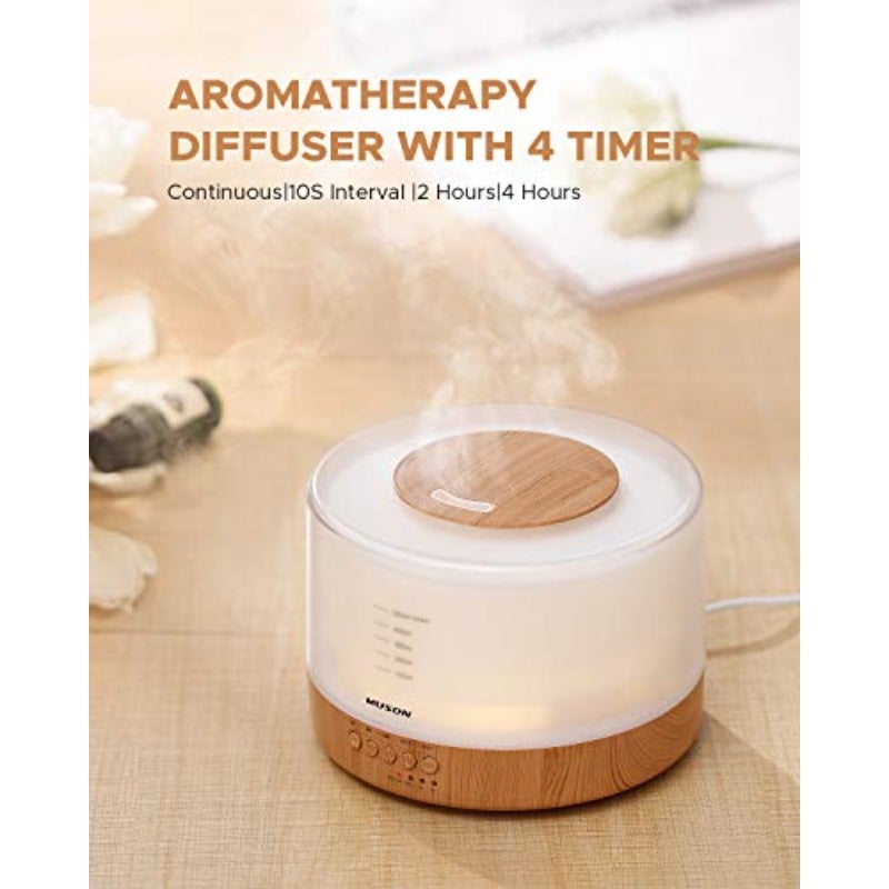 500ml Essential Oil Diffuser Sound Machine Combo Diffuser for Aromatherapy Fragrant Oil Cool Mist Humidifier with Natural Sound Music Warm Night Light Auto Off White - Image 4
