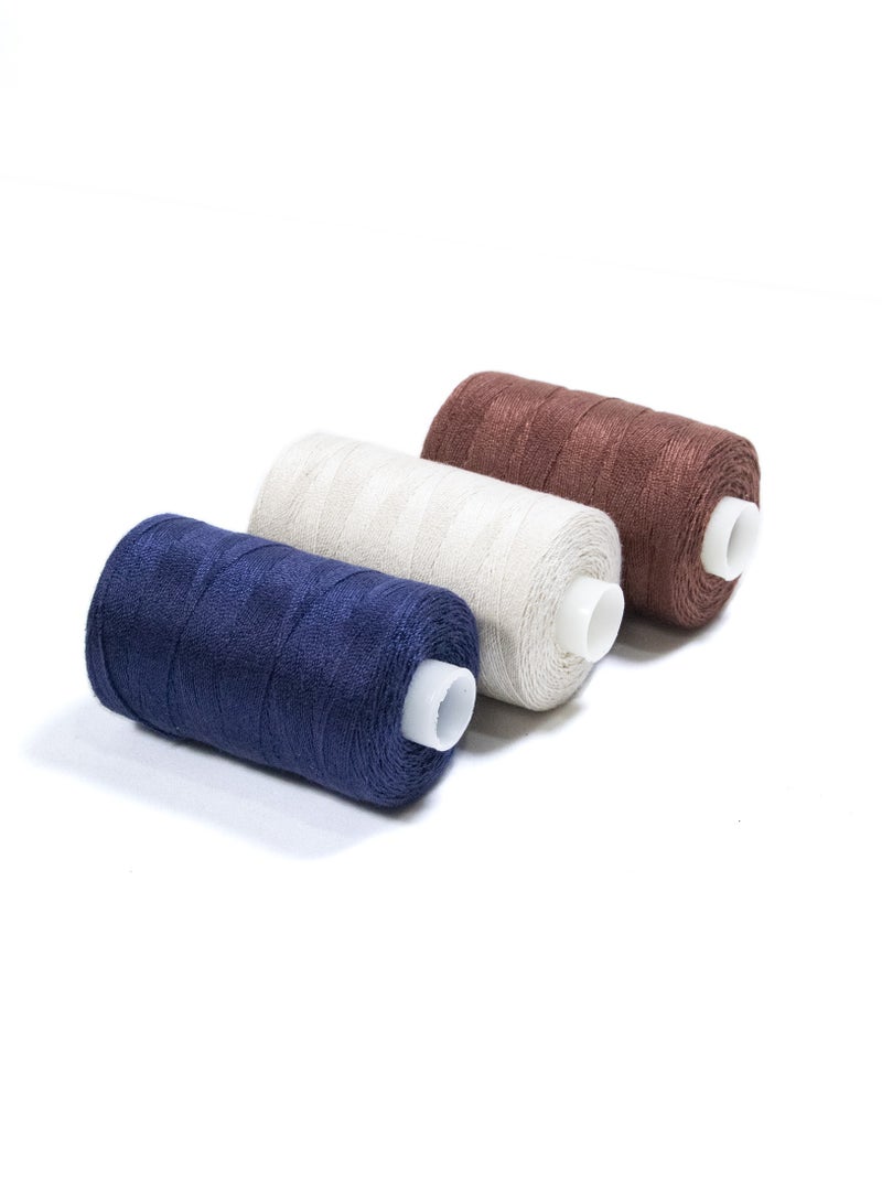3 Rolls Jeans Sewing Threads – Durable Denim Stitching for DIY Projects (Brown, Beige, Navy Blue) – 300 Yards Each - Image 1