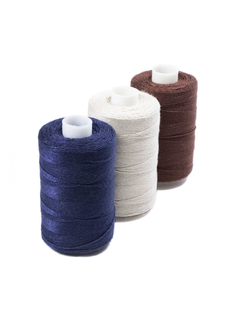 3 Rolls Jeans Sewing Threads – Durable Denim Stitching for DIY Projects (Brown, Beige, Navy Blue) – 300 Yards Each - Image 3