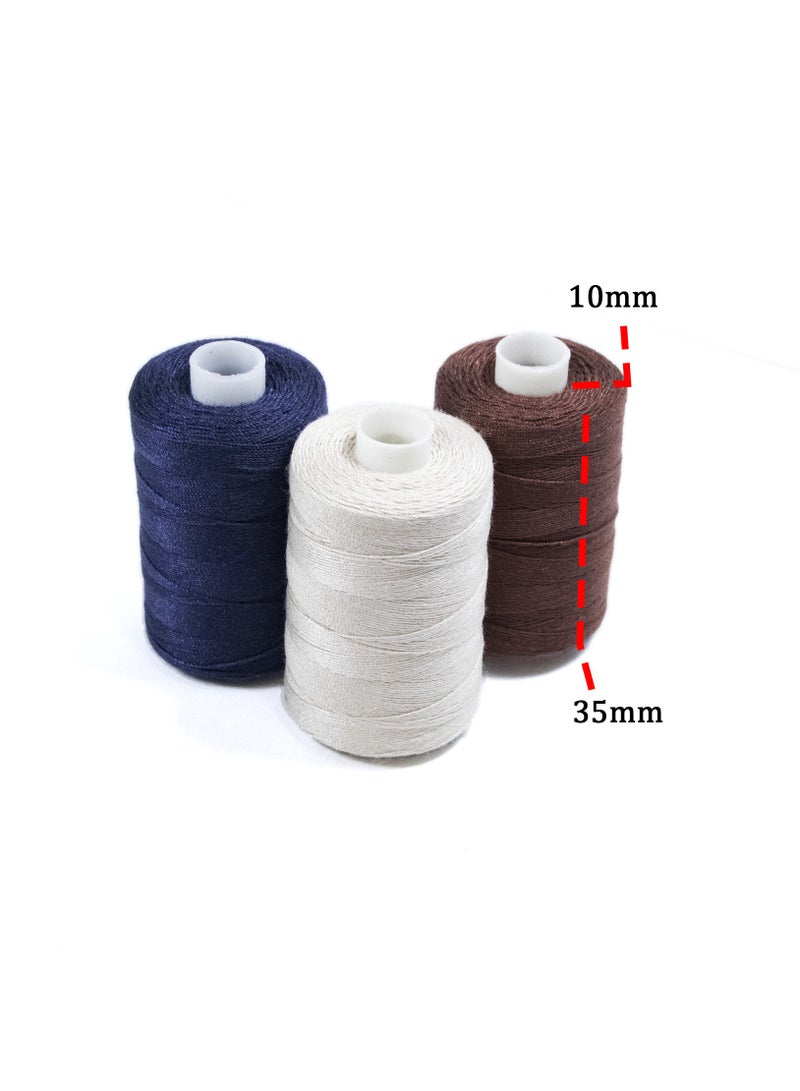 3 Rolls Jeans Sewing Threads – Durable Denim Stitching for DIY Projects (Brown, Beige, Navy Blue) – 300 Yards Each - Image 2