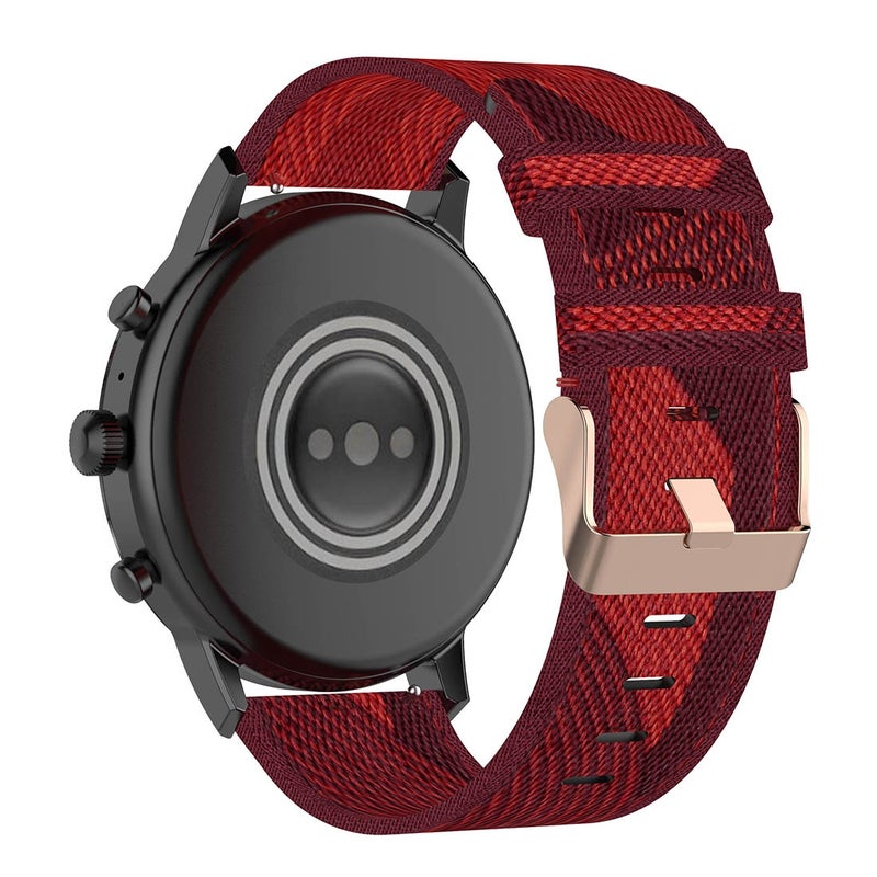 erorex 22Mm Stripe Weave Nylon Wrist Strap Watch Band For Fossil Gen 5 Carlyle, Gen 5 Julianna, Gen 5 Garrett, Gen 5 Carlyle Hr (Red) - Image 4