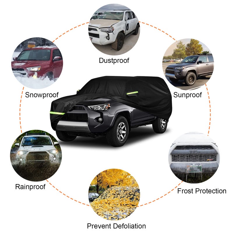 SPORTULI Waterproof Car Covers Replace for 2002-2025 Toyota 4runner, 6 Layers All Weather Custom-Fit Outdoor Full Car Covers with Zipper Door for Snow Rain Dust Hail Protection (4Runner) - Image 5