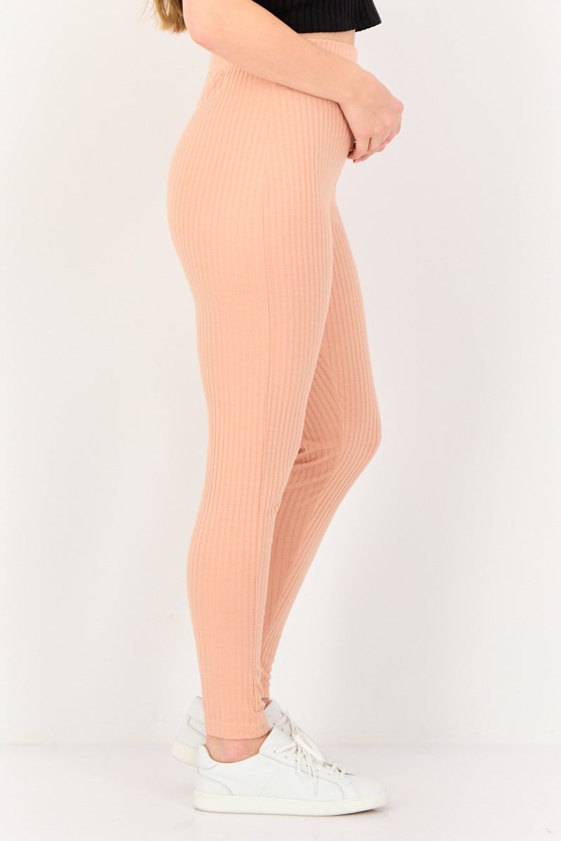 Missguided Women Regular Fit Textured Straight Legs Pants, Blush - Image 3