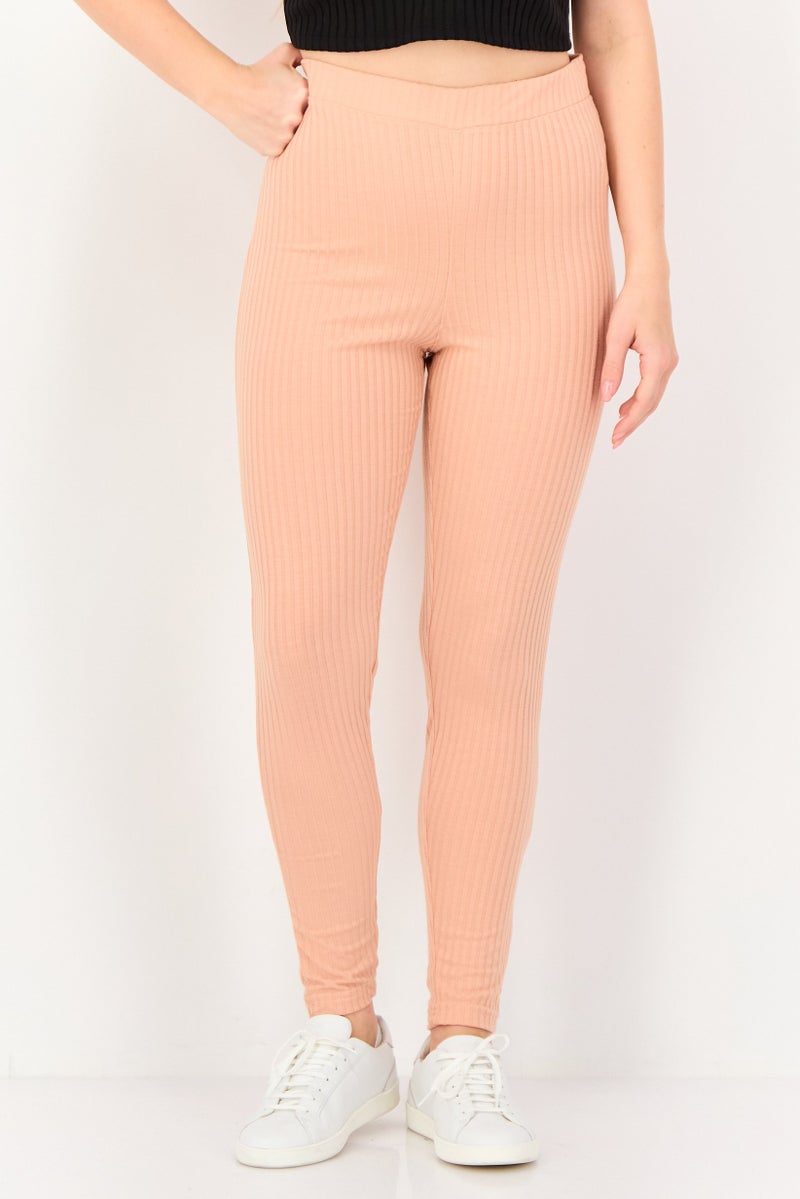 Missguided Women Regular Fit Textured Straight Legs Pants, Blush - Image 1