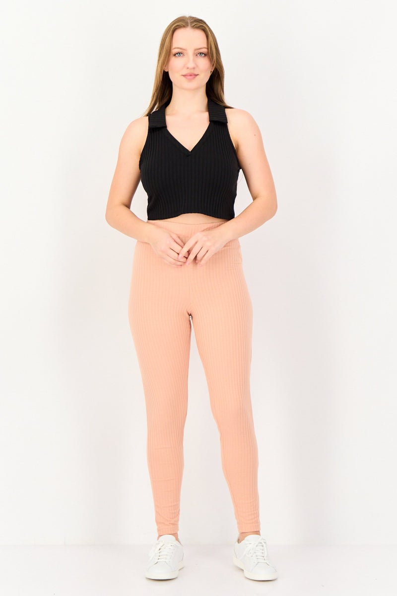 Missguided Women Regular Fit Textured Straight Legs Pants, Blush - Image 2