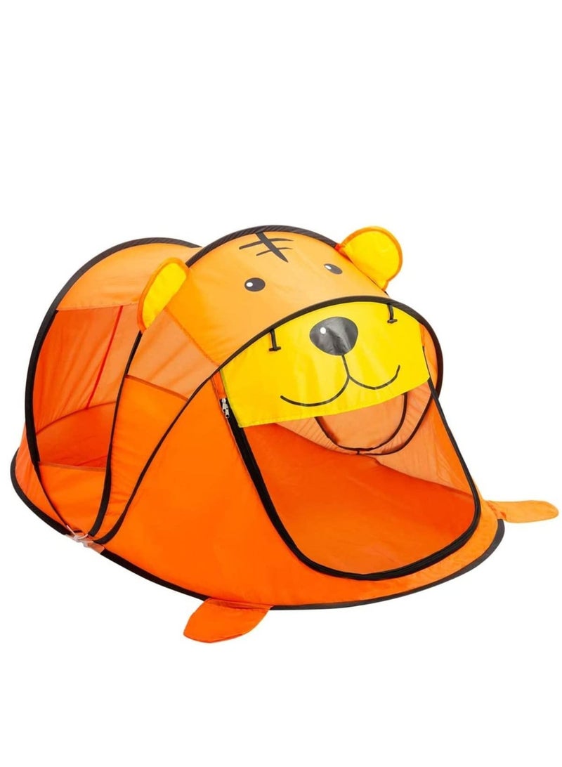 SYOSI Kids Portable Pop-up Play Tent, Automatic Setup Outdoor and Indoor House with Net Anti Mosquito Instant Playhouse Beach Carrying Bag for Girls and Boys-Yellow Tiger - Image 1