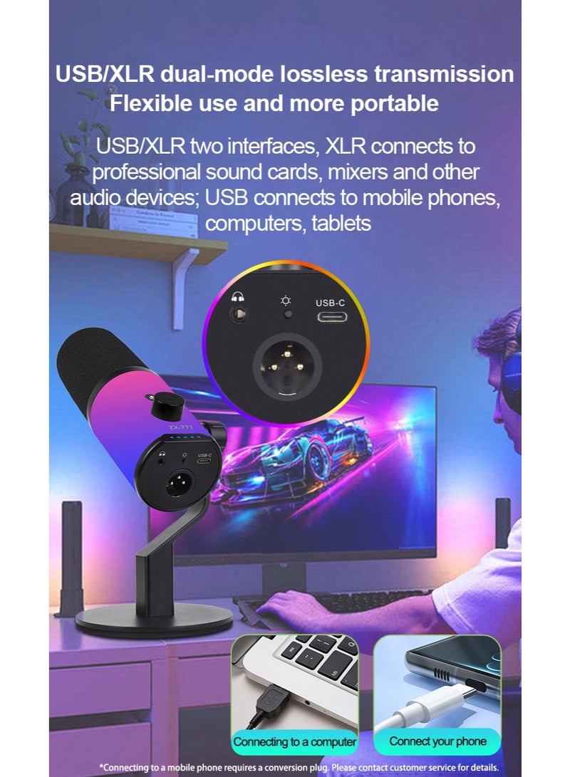 Joshberg ZX-777 Dynamic XLR/USB Dual-Mode Wired Microphone For Recording And Dubbing Live Broadcast Dedicated Computer Desktop Noise Reduction Microphone - Image 4