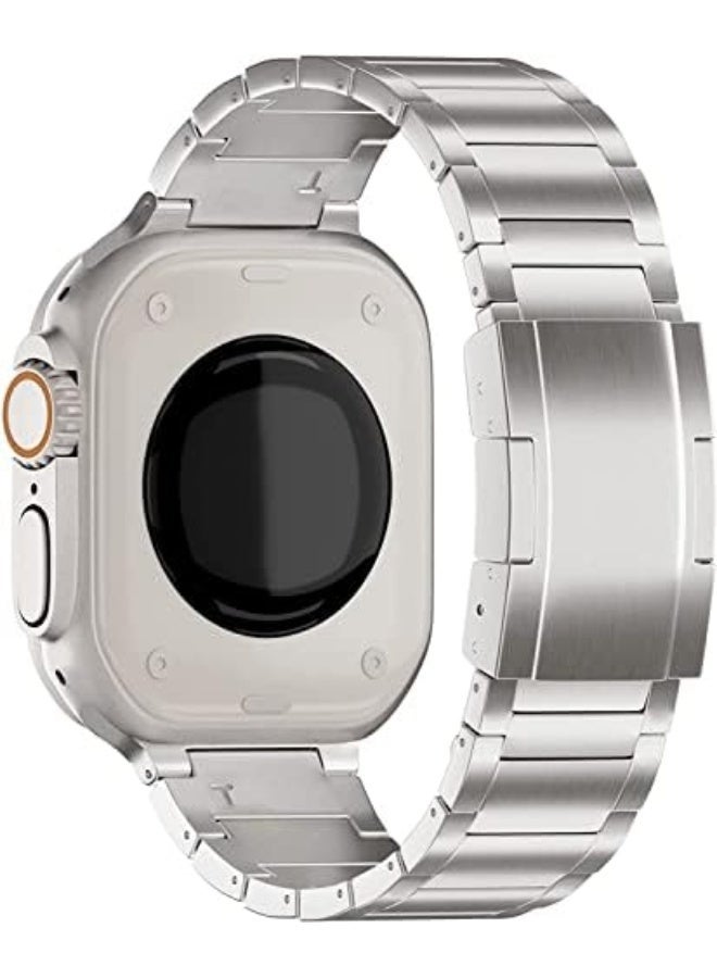 Titanium Metal Watch Band Compatible with Apple Watch Series 10 | Ultra 2 | 9 | 8 Ultra | 8 | 7 | 6 49/46/45/44/42 mm, Light Wieght with Double Button Clasp Strap - Image 2