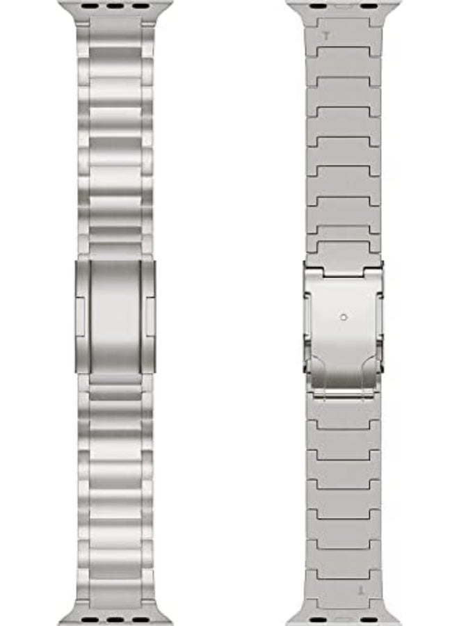 Titanium Metal Watch Band Compatible with Apple Watch Series 10 | Ultra 2 | 9 | 8 Ultra | 8 | 7 | 6 49/46/45/44/42 mm, Light Wieght with Double Button Clasp Strap - Image 5