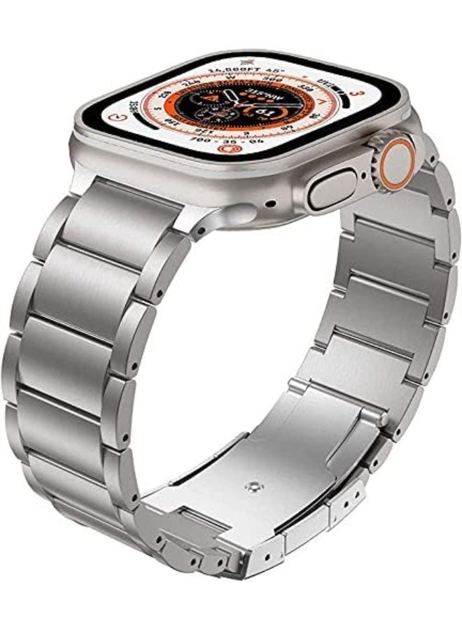 Titanium Metal Watch Band Compatible with Apple Watch Series 10 | Ultra 2 | 9 | 8 Ultra | 8 | 7 | 6 49/46/45/44/42 mm, Light Wieght with Double Button Clasp Strap - Image 4