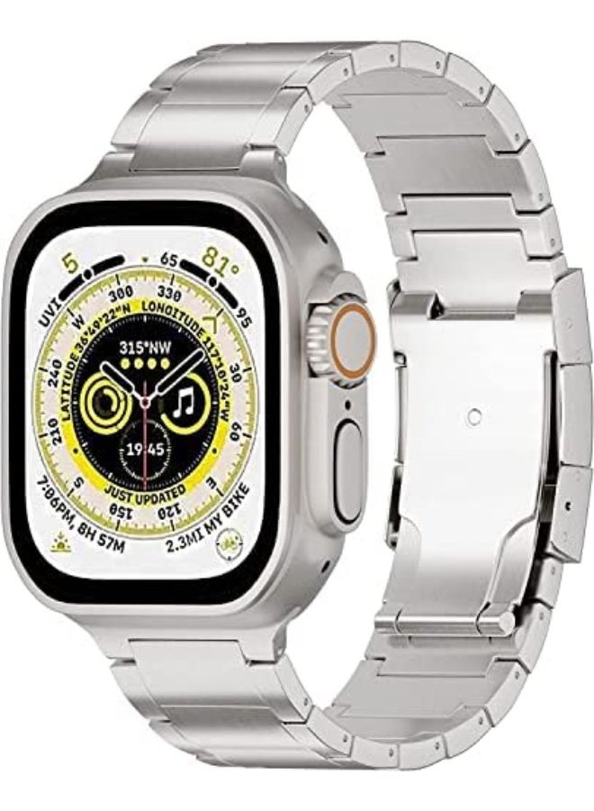 Titanium Metal Watch Band Compatible with Apple Watch Series 10 | Ultra 2 | 9 | 8 Ultra | 8 | 7 | 6 49/46/45/44/42 mm, Light Wieght with Double Button Clasp Strap - Image 1