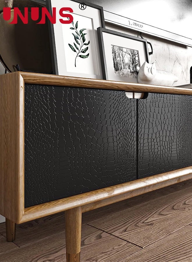 UNUNS Car Wrap,Black Crocodile Pattern Car Wrap Film,Car Wrap Film,Automotive Film,Self Adhesive Automotive Film,Automobile Motorcycle Interior Appearance,Black,30x152cm - Image 5