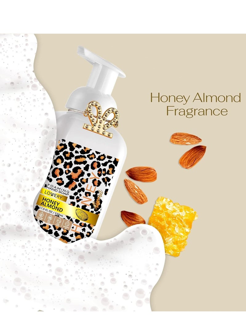 LOVERY Foaming Hand Soap, 17.9 fl oz Moisturizing Hand Soap with Aloe Vera & Essential Oils, Alcohol-Free Hand Wash Honey Almond Fragrance, Scented Hand Wash for Kitchen or Bathroom, Free Swarovski Bracelet  - Image 3