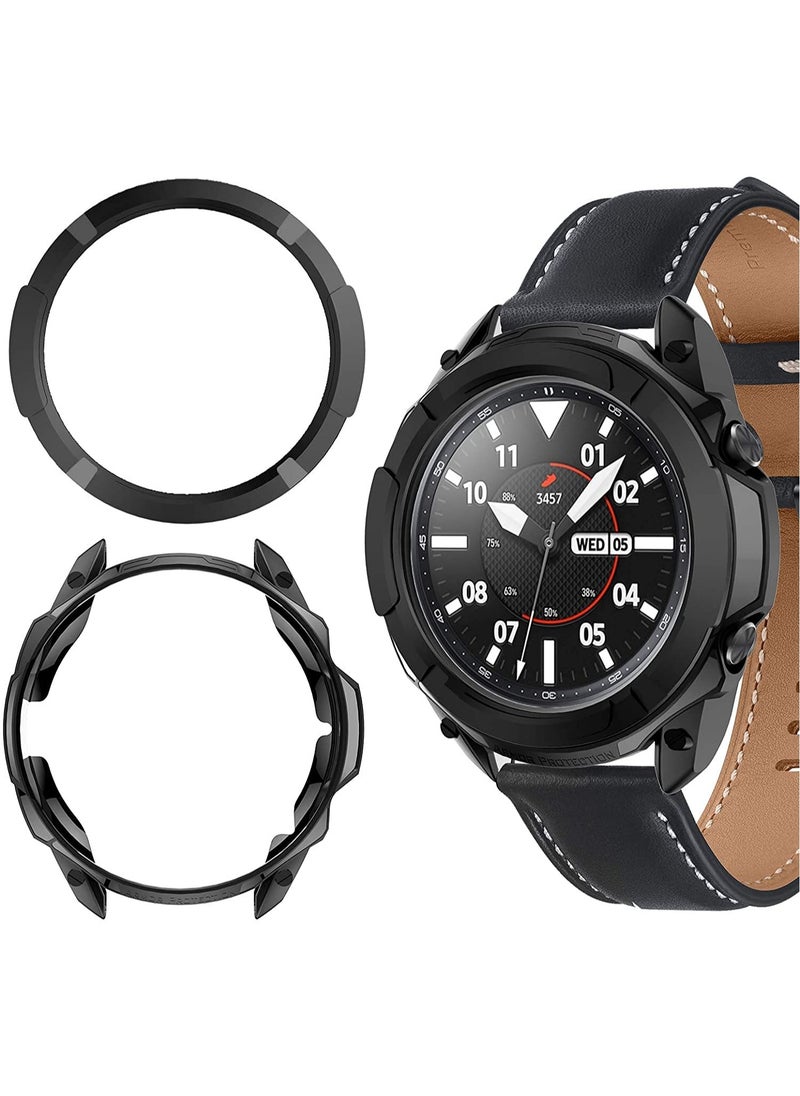 Generic - Samsung Galaxy Watch 4 Case Cover with Rotating Bezel Protector, 46MM Black Bezel Ring Frame Accessory for Enhanced Protection and Style. - Image 1