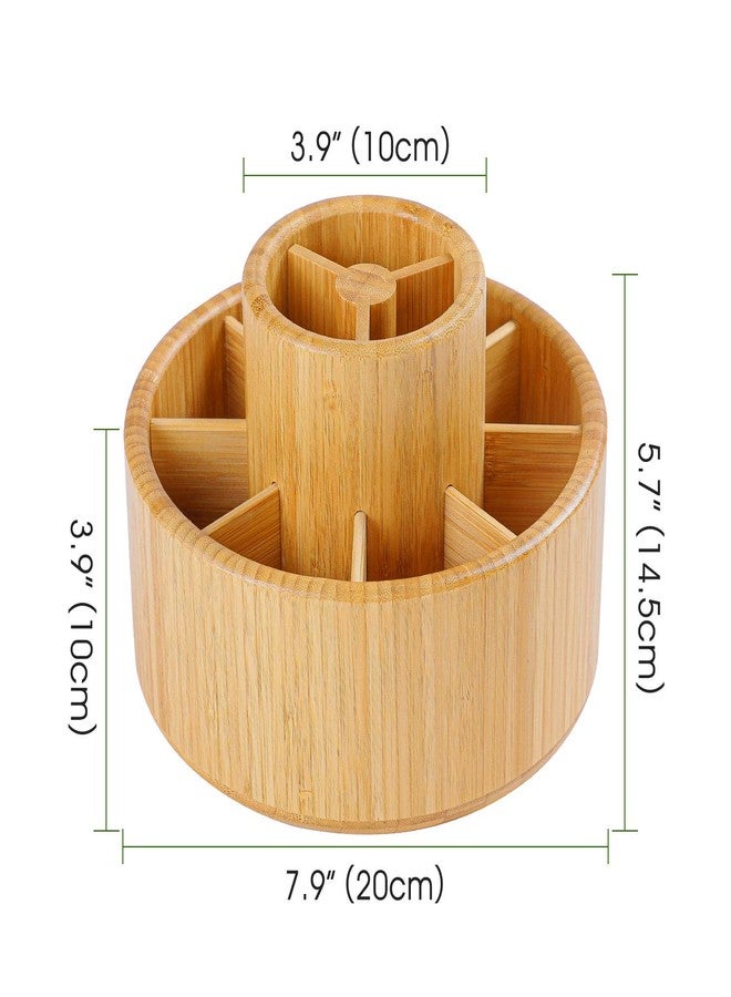Utoplike Bamboo Rotating Art Supply Desk Organizer, Pencil Holder Organizer, Desktop Storage Caddy for Pen, Colored Pencil, Crayon, Paint Brushes, Art Studio&Office - Image 2