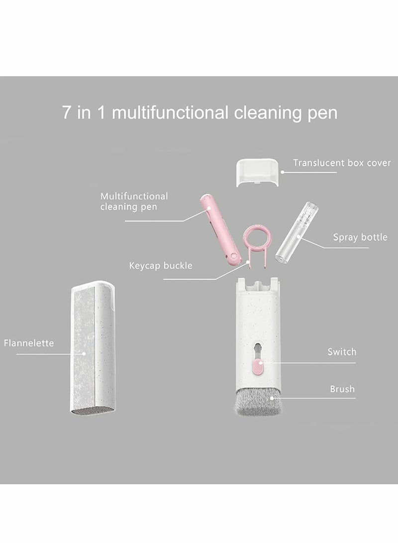 SOLARAE Cleaning Brush Set For Keyboard and Earphone, 7 in 1 Multifunctional Bluetooth Headset Dust Kit With Keycap Puller, Pen (Pink) - Image 2