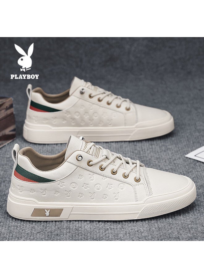 Playboy Men's Shoes, Spring And Summer Casual Shoes For Men, Versatile Soft-soled Sneakers, Men's White Shoes, Mika, Size 43 - Image 1