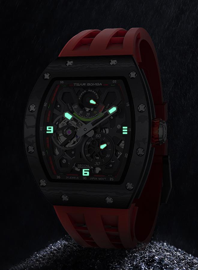 TSAR BOMBA ساعة رجالية أوتوماتيكية سلسلة إليمنتال . مم بحزام مطاطي أحمر فاخر - Image 5