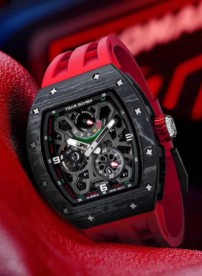 TSAR BOMBA ساعة رجالية أوتوماتيكية سلسلة إليمنتال . مم بحزام مطاطي أحمر فاخر - Image 3