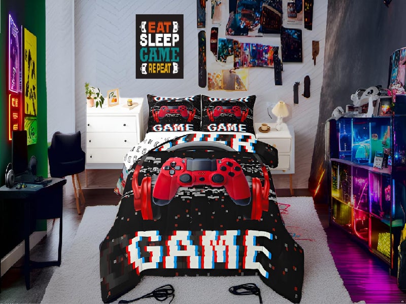 Erosebridal Erosebridal Boys Comforter Sets QueenRed Gaming Bedding Sets for Boys Gamer Comforter SetKids Toddler Bedding Set Gamer Room Decor 