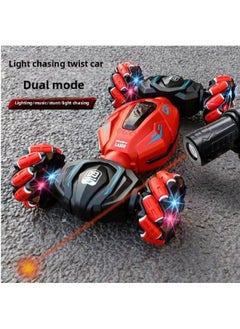 Global Strict Selection Of Gesture Sensing Light Deformation Remote Control Car Four-wheel Drive Off-road Spray Twist Car Children's Toy Car-Color:Dual-mode Light-chasing Twist Car Red (light-chasing Control 2.4G Key Control) (English Version)