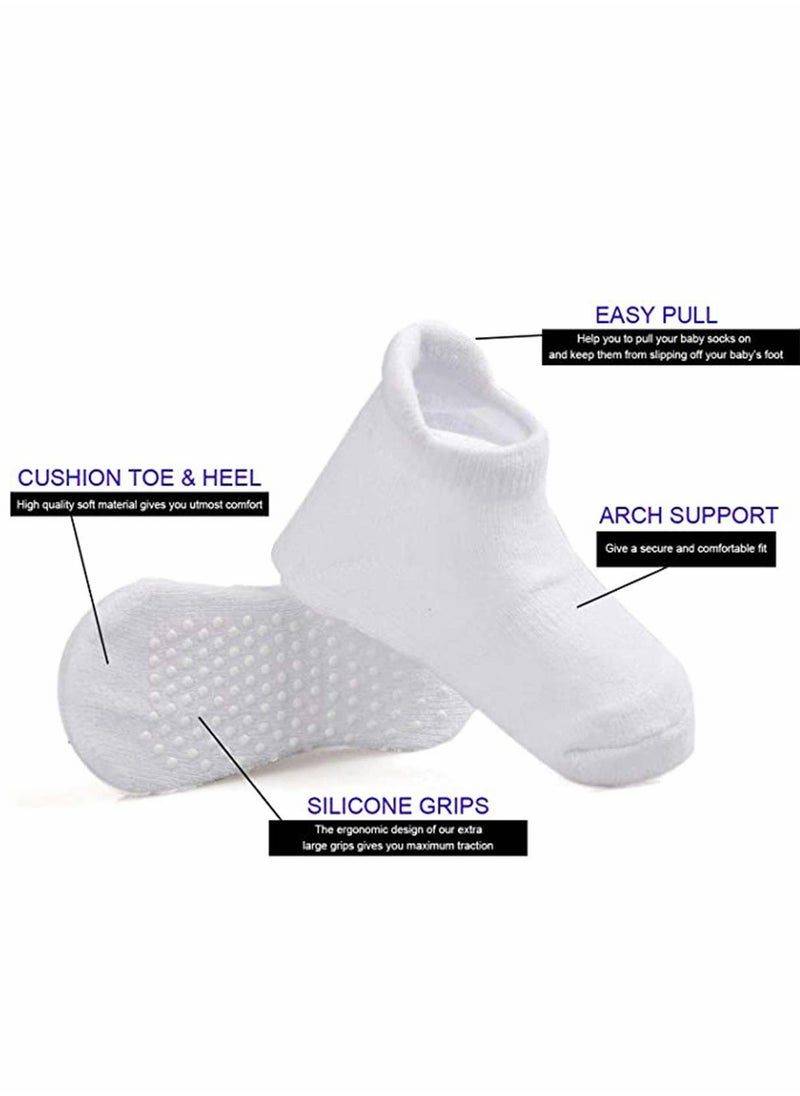 SYOSI - Baby Non Skid Socks Cotton Half Cushion Grip Ankle Infants and Toddlers with Soles - Image 1