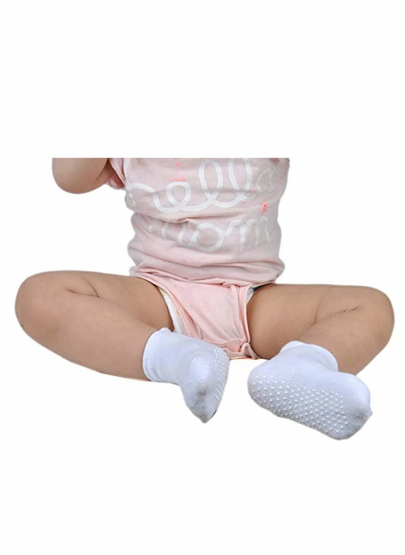 SYOSI - Baby Non Skid Socks Cotton Half Cushion Grip Ankle Infants and Toddlers with Soles - Image 1
