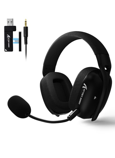 L80PRO Wireless Gaming Headset,Lightweight Headphone with Tri-Mode(2.4GHz USB C&A Dongle/BT/Wired),50H Battery, Noise Canceling Mic, 3.5mm Wired-for PC Mac Switch Win-Black