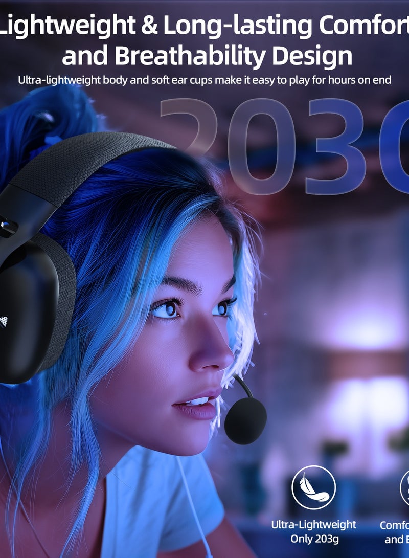 Attack Shark L80PRO Wireless Gaming Headset,Lightweight Headphone with Tri-Mode(2.4GHz USB C&A Dongle/BT/Wired),50H Battery, Noise Canceling Mic, 3.5mm Wired-for PC Mac Switch Win-Black - Image 5