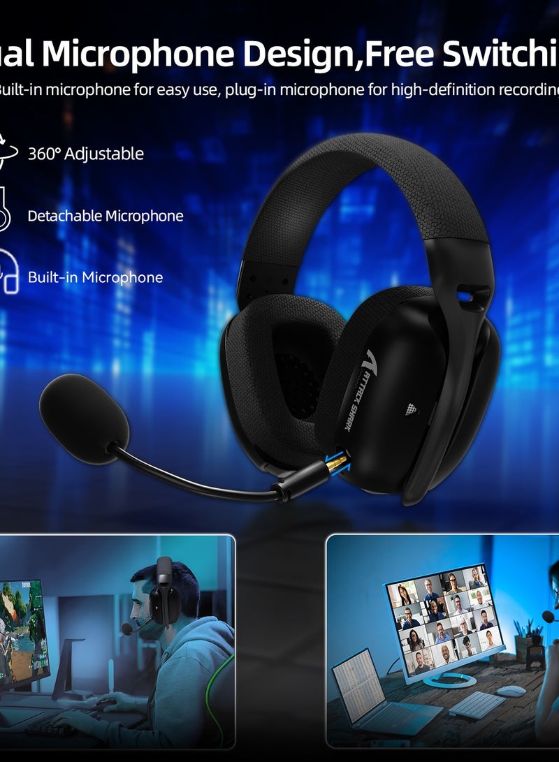 Attack Shark L80PRO Wireless Gaming Headset,Lightweight Headphone with Tri-Mode(2.4GHz USB C&A Dongle/BT/Wired),50H Battery, Noise Canceling Mic, 3.5mm Wired-for PC Mac Switch Win-Black - Image 3