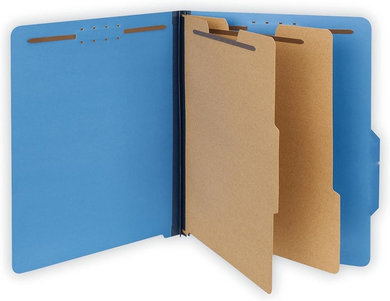 Universal Pressboard Classification Folders, Letter Size, Six-Section, Cobalt Blue, 10/Box - Image 2