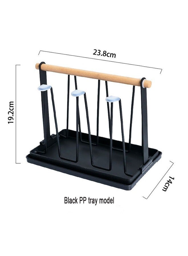 Coffee cup holder 6 cups Mug Drainer Stand Rack Non-slip Stand Organizer with Wood Handle - Image 2