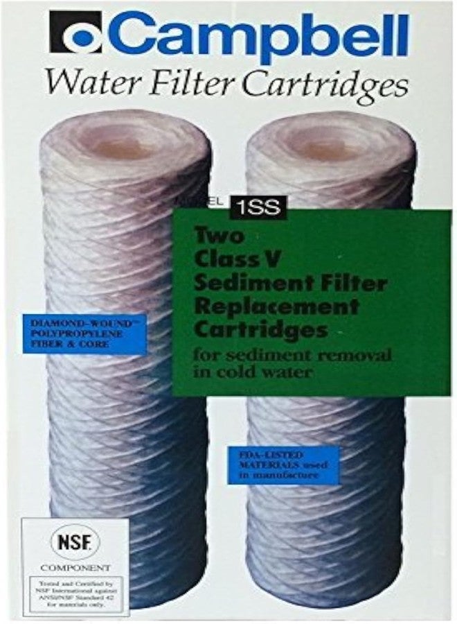 Campbell 1SS Sediment Filter Cartridge, 5 micron, 9-3/4" Length, 2/Box - Image 1