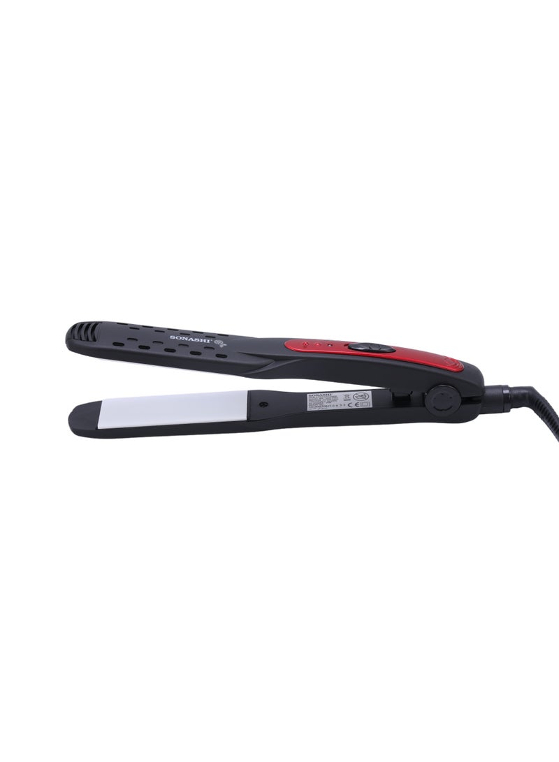SONASHI Hair Straightener | 45W Ceramic Coated Plates for Smooth Styling | LED Light Indicator | Cut-Off Temperature Control | Anti-Slip Handle with Lock | 220–240V, 50/60Hz | Personal Care Appliance | SHS-2095 Black/Red - Image 1