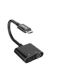 Go-Des GD-UC026 2 In 1 Lightning to 3.5mm AUX Adapter Black