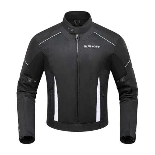 Burjosy Mesh Motorcycle Jacket for Men, Summer Motorbike Biker Jacket, Reflective Lightweight Breathable Riding Jacket Protective Gear Armored - Image 1