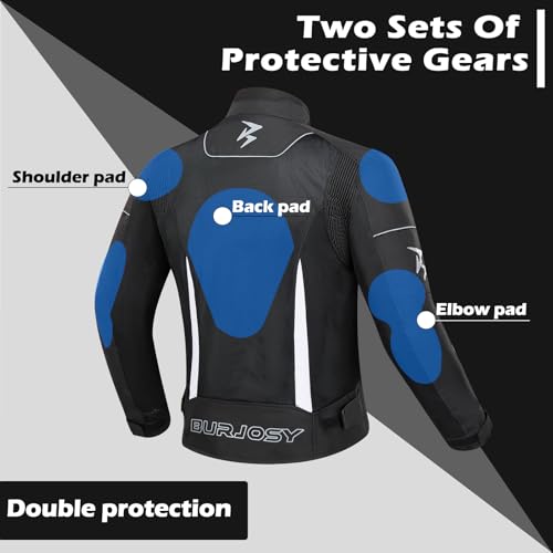 Burjosy Mesh Motorcycle Jacket for Men, Summer Motorbike Biker Jacket, Reflective Lightweight Breathable Riding Jacket Protective Gear Armored - Image 5