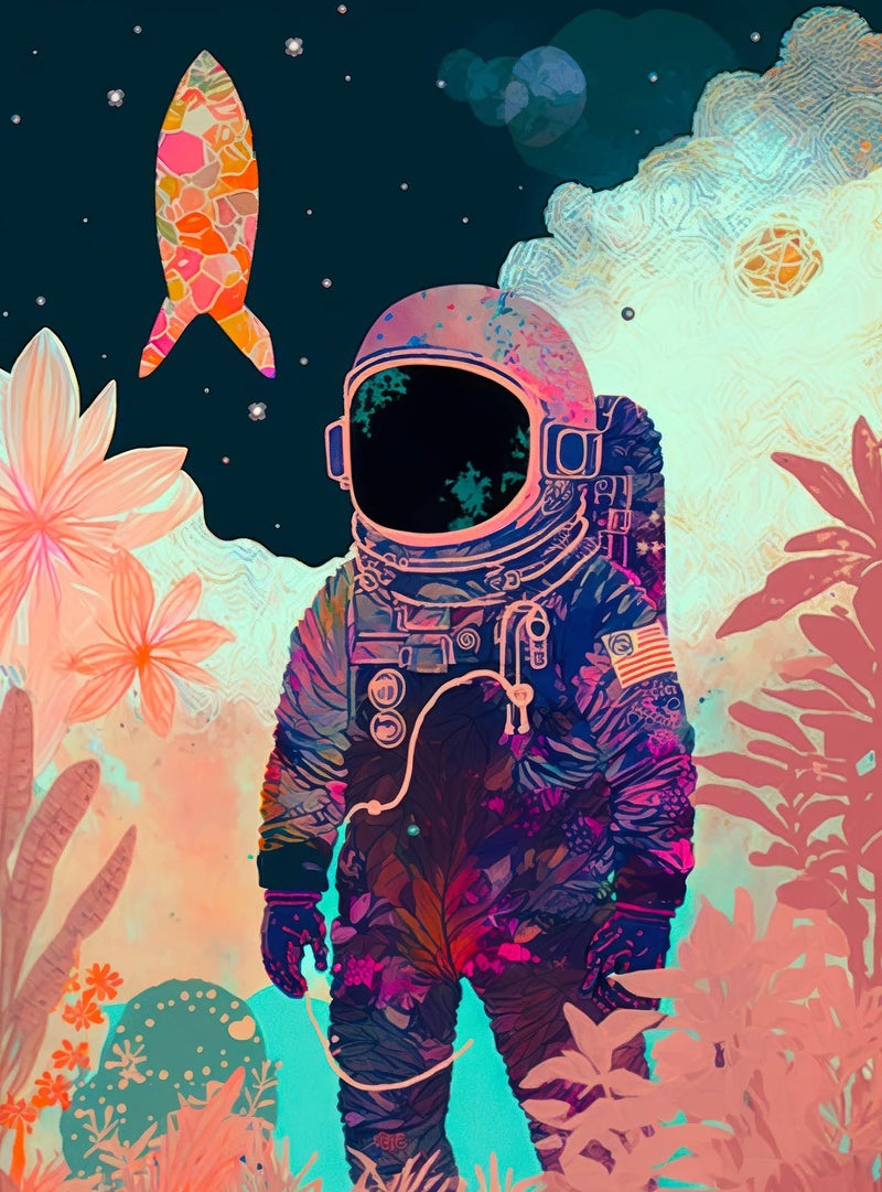 Cross & Glory Cross Glory Tropics on The Moon 1000 Piece Jigsaw Puzzle for Adults Stunning Artwork of Astronaut and Tropical Plants on The Moon Challenging Puzzle for Space Lovers Pieces - Image 4