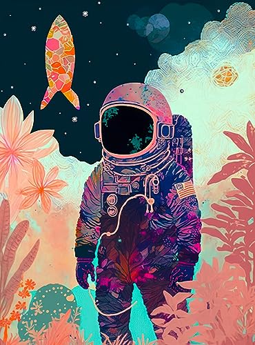 Cross & Glory Cross Glory Tropics on The Moon 1000 Piece Jigsaw Puzzle for Adults Stunning Artwork of Astronaut and Tropical Plants on The Moon Challenging Puzzle for Space Lovers Pieces - Image 1