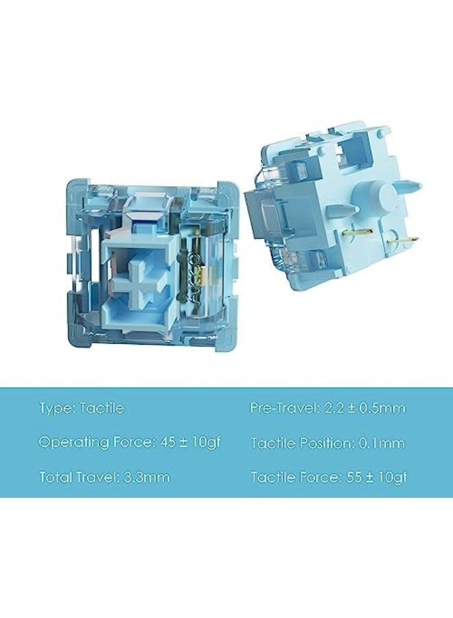Akko V3 Pro Cream Blue Mechanical Keyboard Switch Tactile Switches 5 Pin 45gf RGB LED Slot Dustproof Stem MX Key Switches for Gaming Keyboard/DIY Kit (45pcs) - Image 2