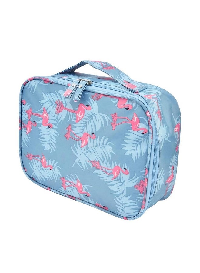 VISUAL ARREST Flamingo Print Travel Makeup Bag for Women Girls Cosmetic Organizer Pouch Waterproof Nylon Toiletry Pouch with Removable Partitions Multi-Compartment Ideal for Travel Trips Daily Use - Image 1