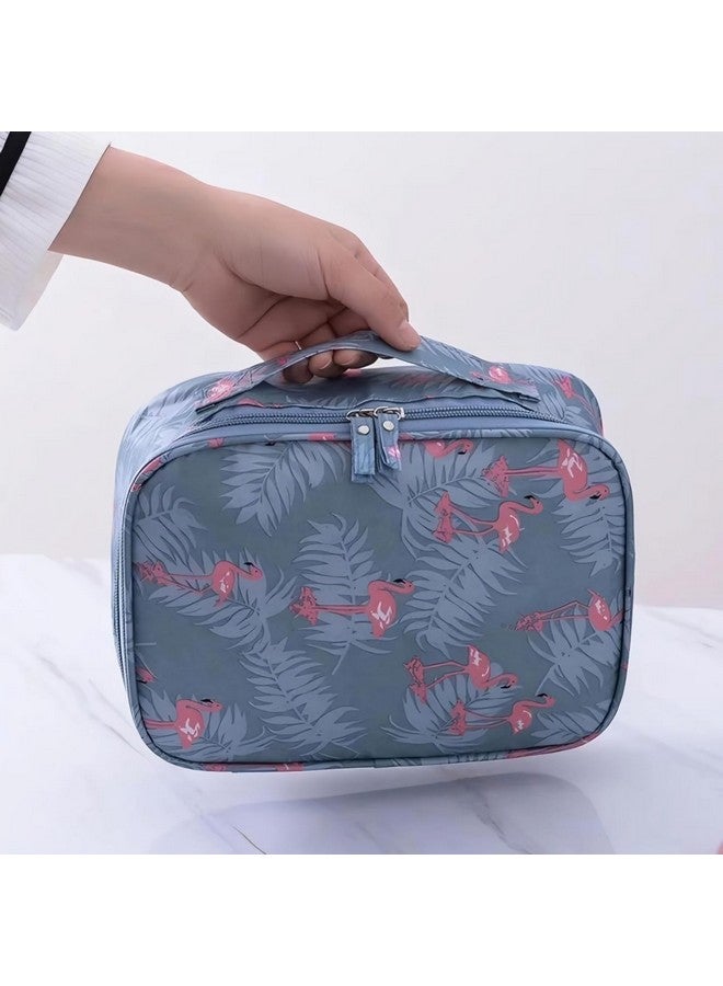 VISUAL ARREST Flamingo Print Travel Makeup Bag for Women Girls Cosmetic Organizer Pouch Waterproof Nylon Toiletry Pouch with Removable Partitions Multi-Compartment Ideal for Travel Trips Daily Use - Image 4