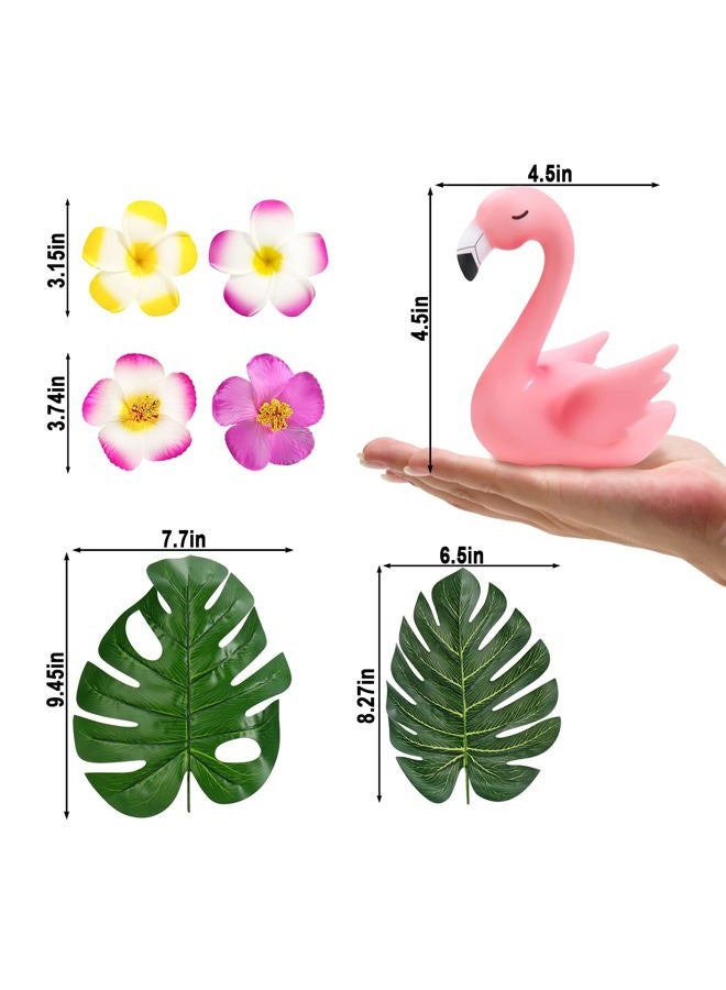 Mity Rain 7pcs Flamingo Cake Toppers, Flamingo Palm Leaves Hibiscus Flowers Hawaiian Luau Cake Decorations for Tropical Theme Birthday Party Supplies - Image 2