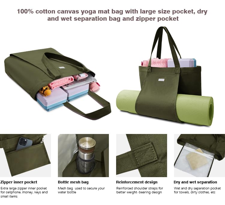 Cwokarb Yoga Mat Bag, Yoga Bags and Carriers Fits All Your Stuff, Yoga Tote Bag for Gym, Pilates, Workout, Beach, Travel and Office - Image 4