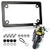 FBJTDQ Motorcycle License Plate Frame Black Matte Stainless Steel Bike Tag Plate Holder 4 Holes HeavyDuty Metal Bracket 1 Pack with Mounting Hardware Screws Nuts Caps - Image 2